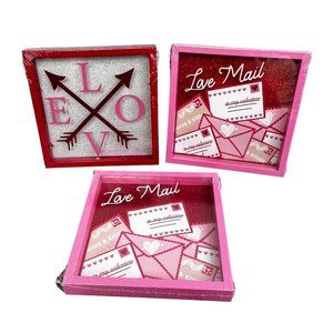 Valentines Day Framed Art Wall Hanging Pink Red Love Mail Shadowbox Greenbrier